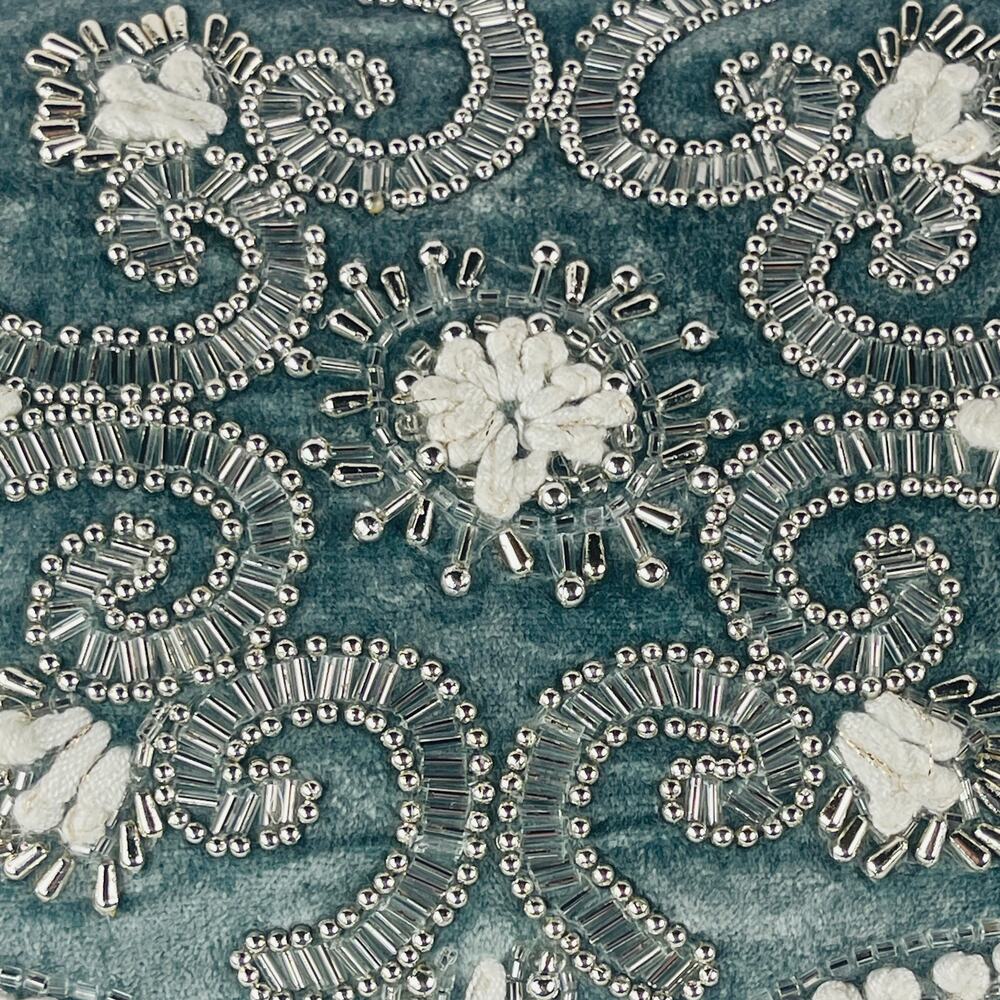 Artistic Accents Beaded Blue-Green Accent Pillow 19 x 11” - Picture 2 of 5